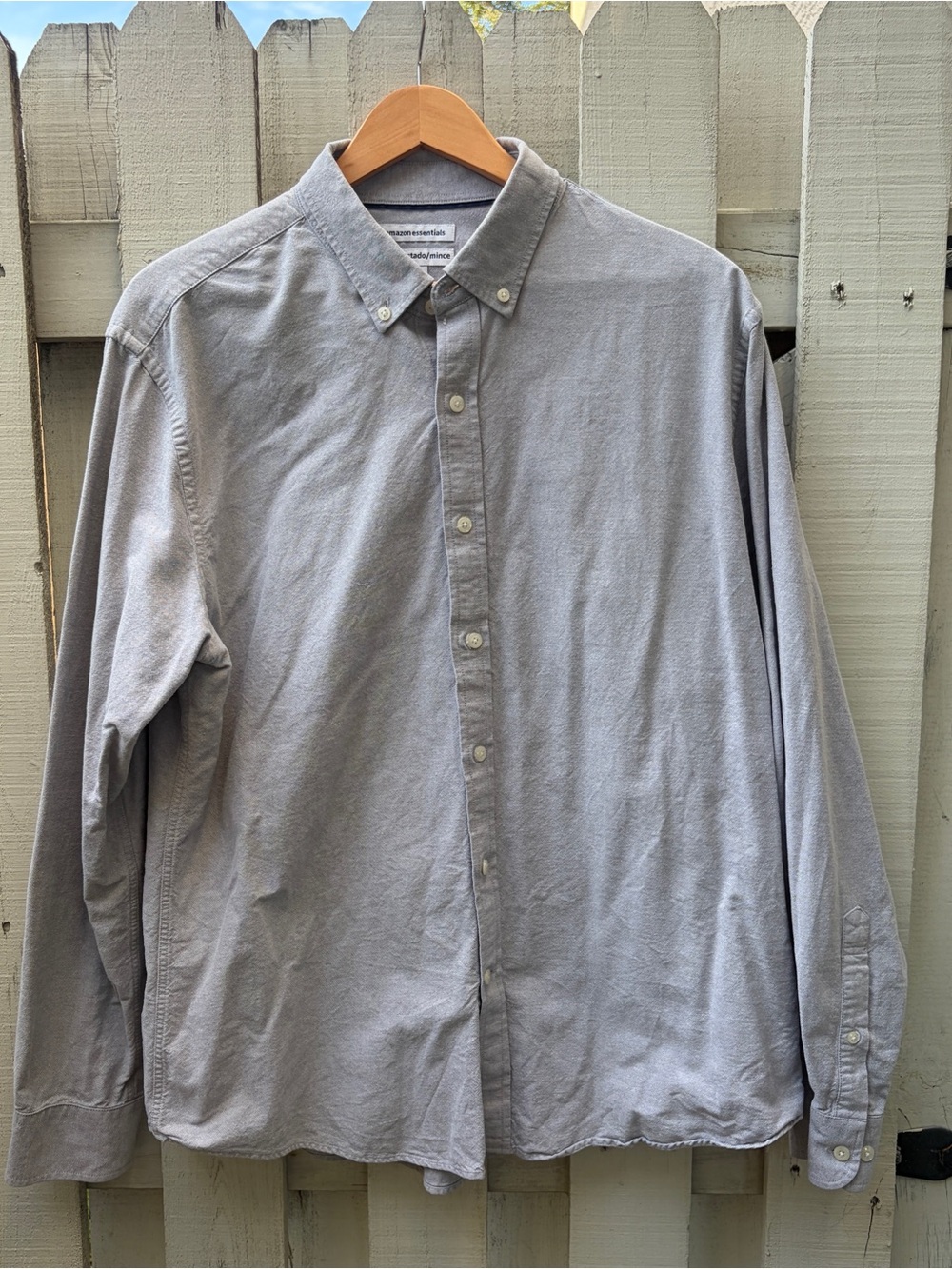 Amazon Essentials Grey Long-Sleeve Oxford Button-Down Shirt